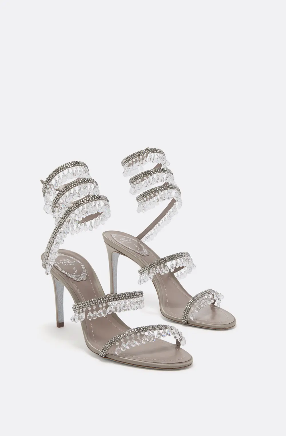 Rene Caovilla CHANDELIER DOVE GREY SANDAL 80