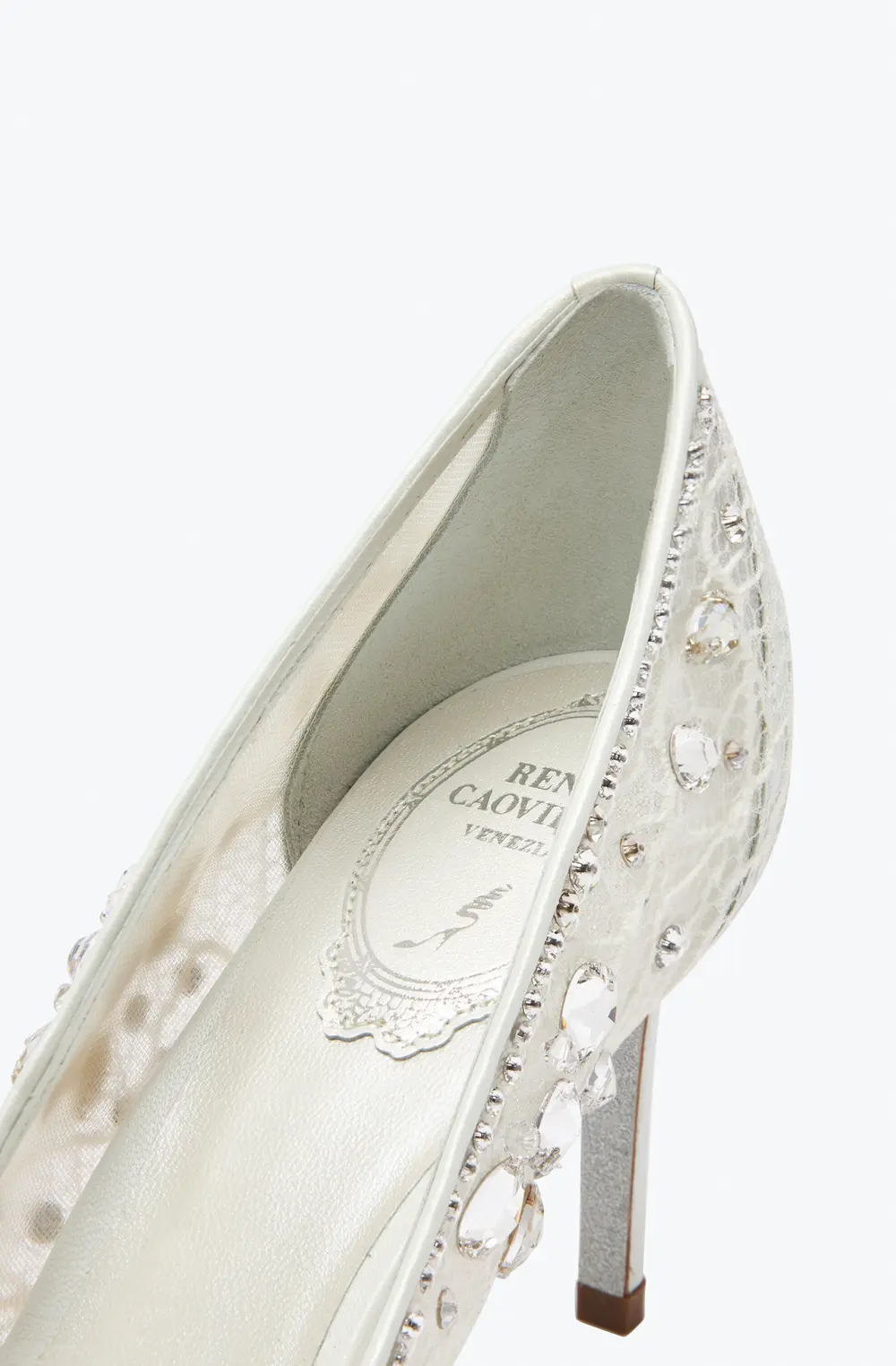 Rene Caovilla Cinderella Crystal White Pump 80