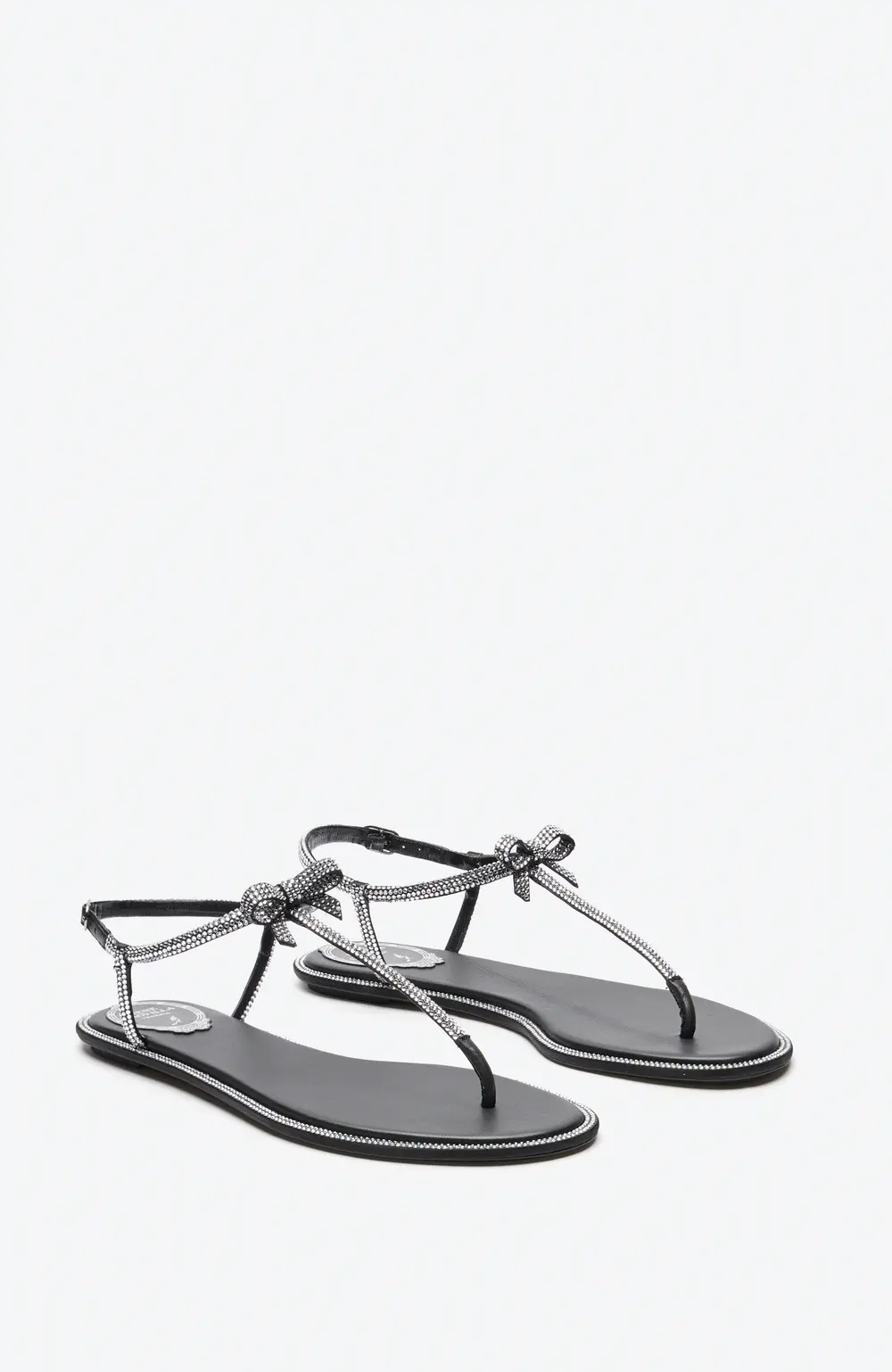 Rene Caovilla Caterina Black Thong Sandal 10