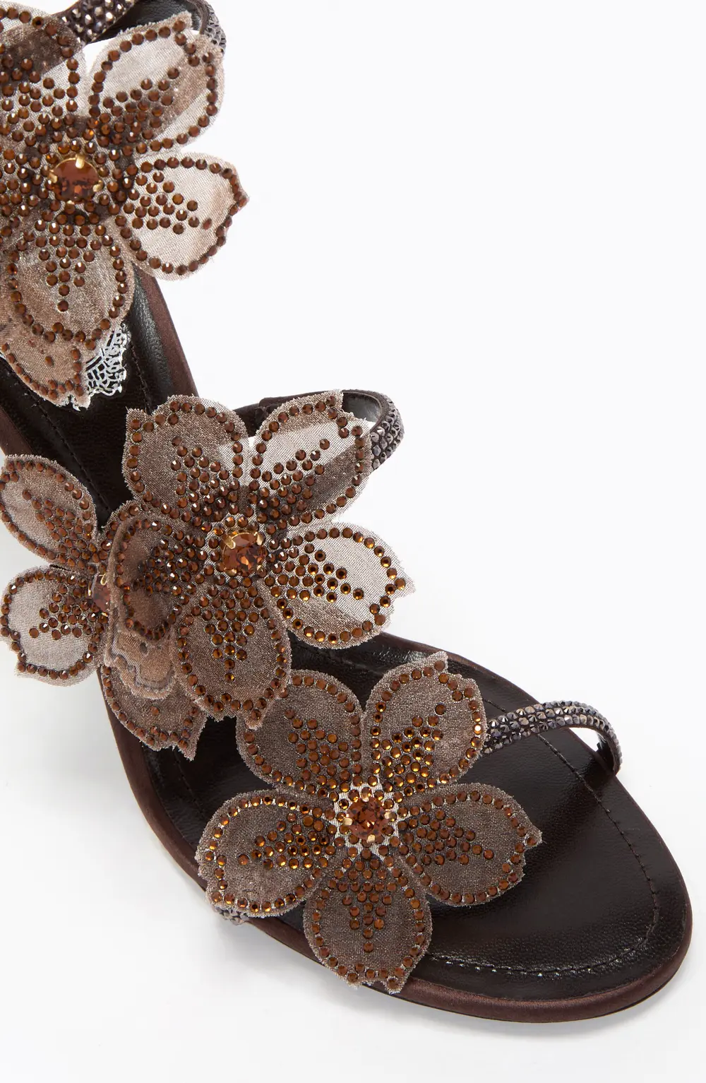 Rene Caovilla PEACH FLOWER CHOCOLATE SANDAL 80
