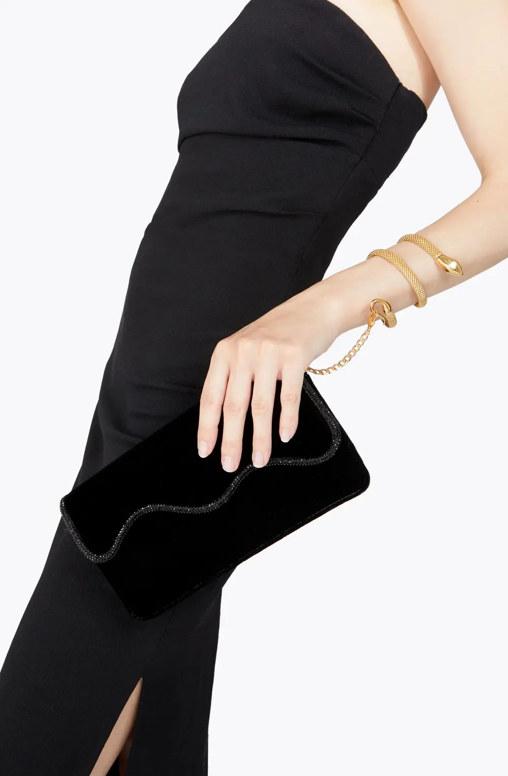 Rene Caovilla ONDA BLACK VELVET CLUTCH