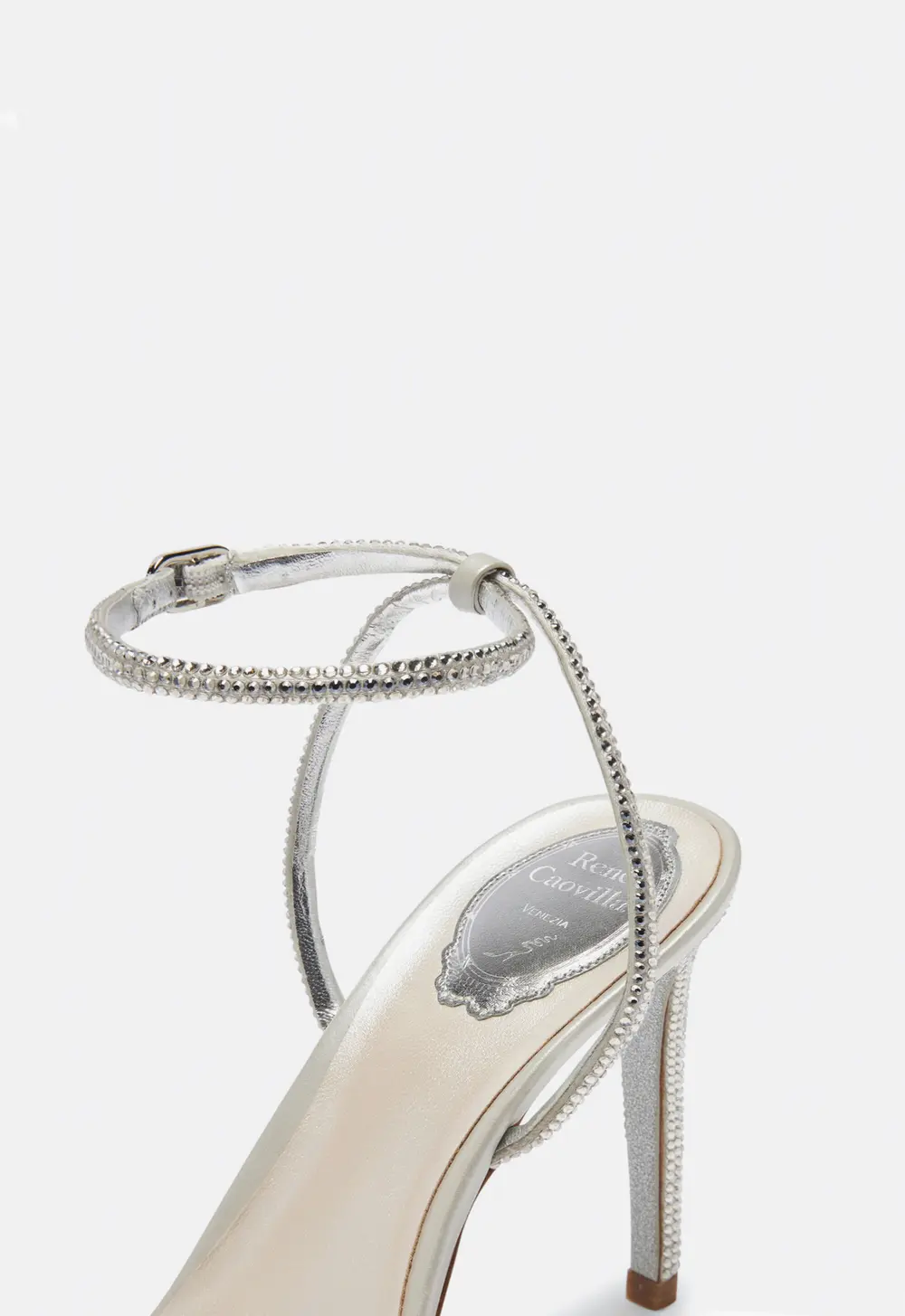 Rene Caovilla Ellabrita Crystal Silver Sandal 80