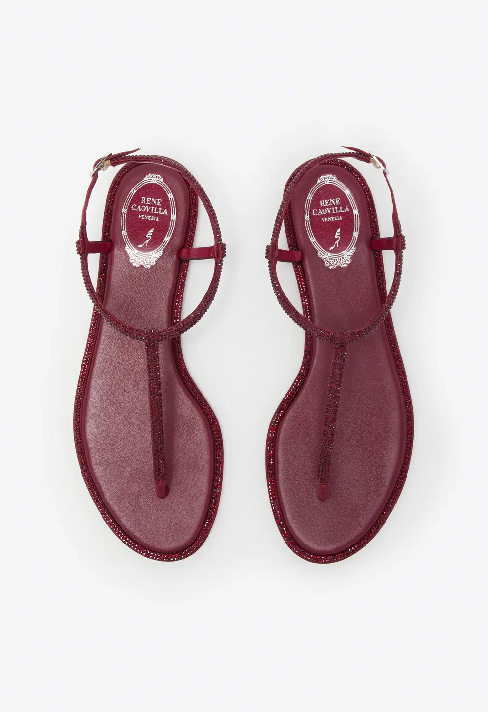 Rene Caovilla DIANA BURGUNDY SANDAL WITH CRYSTALS 10