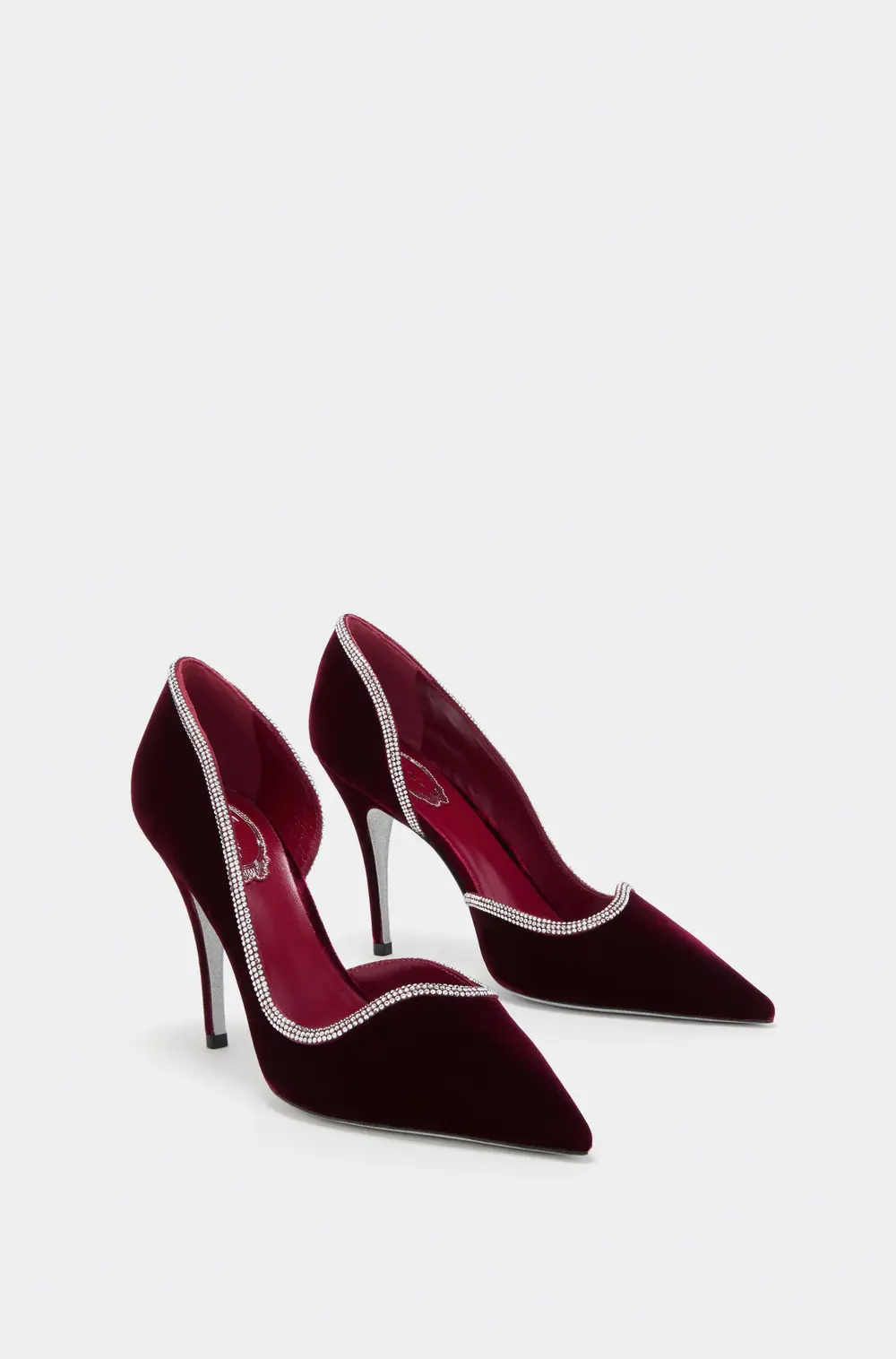 Rene Caovilla ONDA BURGUNDY VELVET PUMP 100