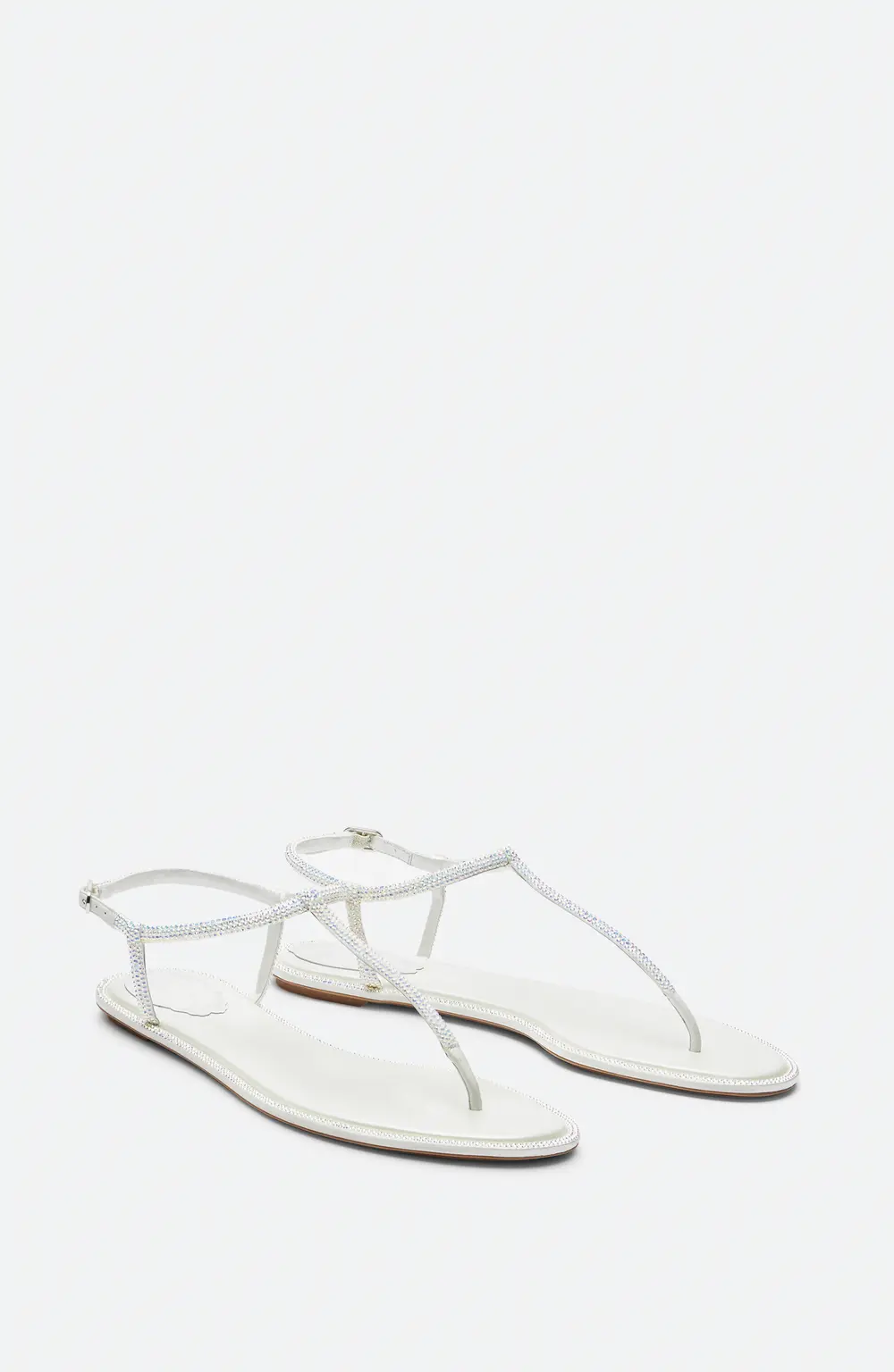 Rene Caovilla DIANA WHITE SANDAL WITH CRYSTALS 10