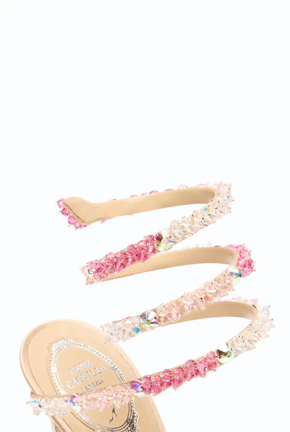 Rene Caovilla CINDERELLA BARBIE PINK SANDAL WITH SERPENT 105