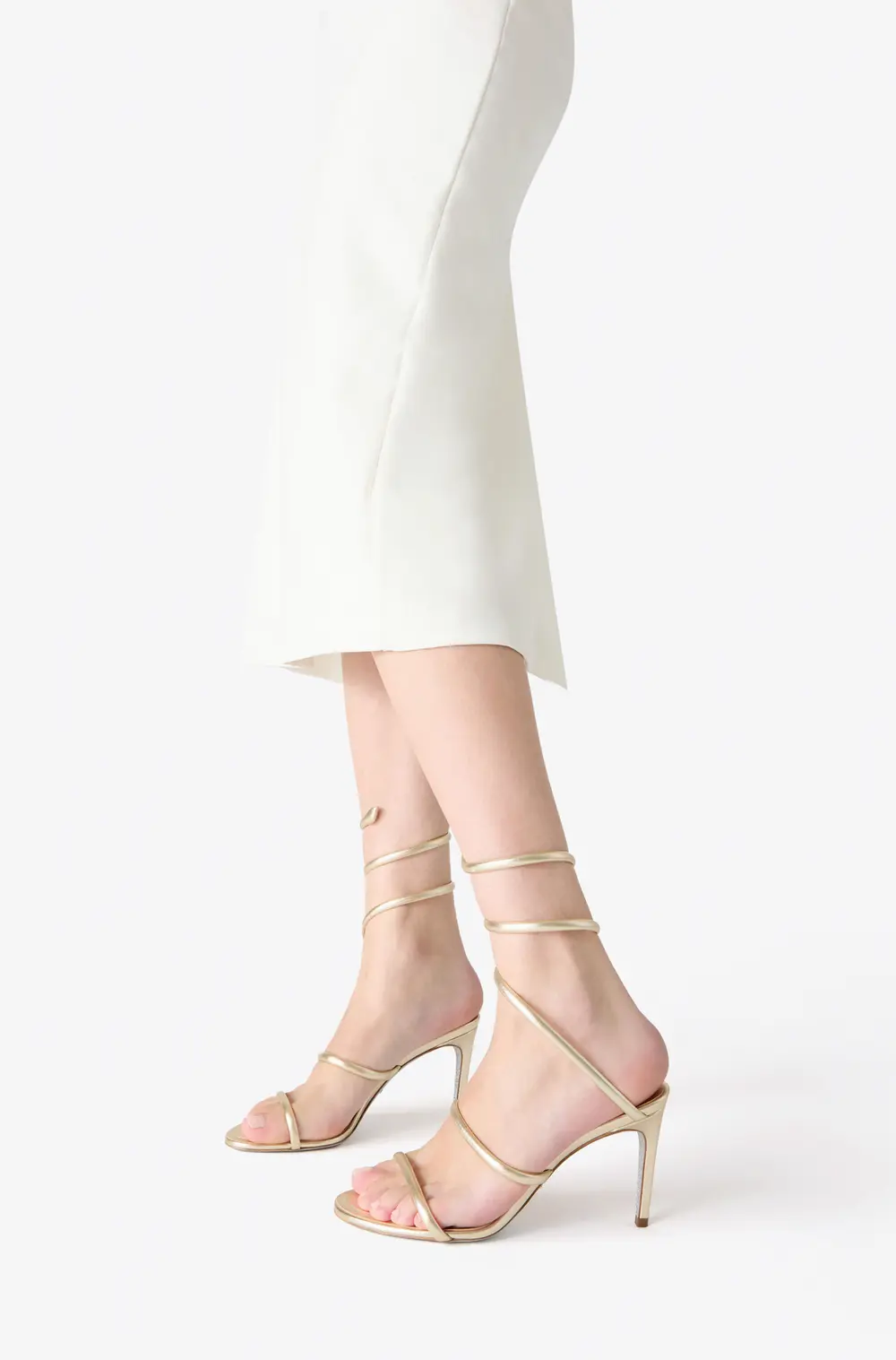 Rene Caovilla CLEO METALLIC BUTTER YELLOW SANDAL 80