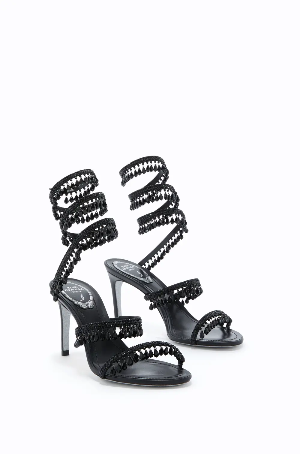 Rene Caovilla CHANDELIER BLACK SANDAL 80