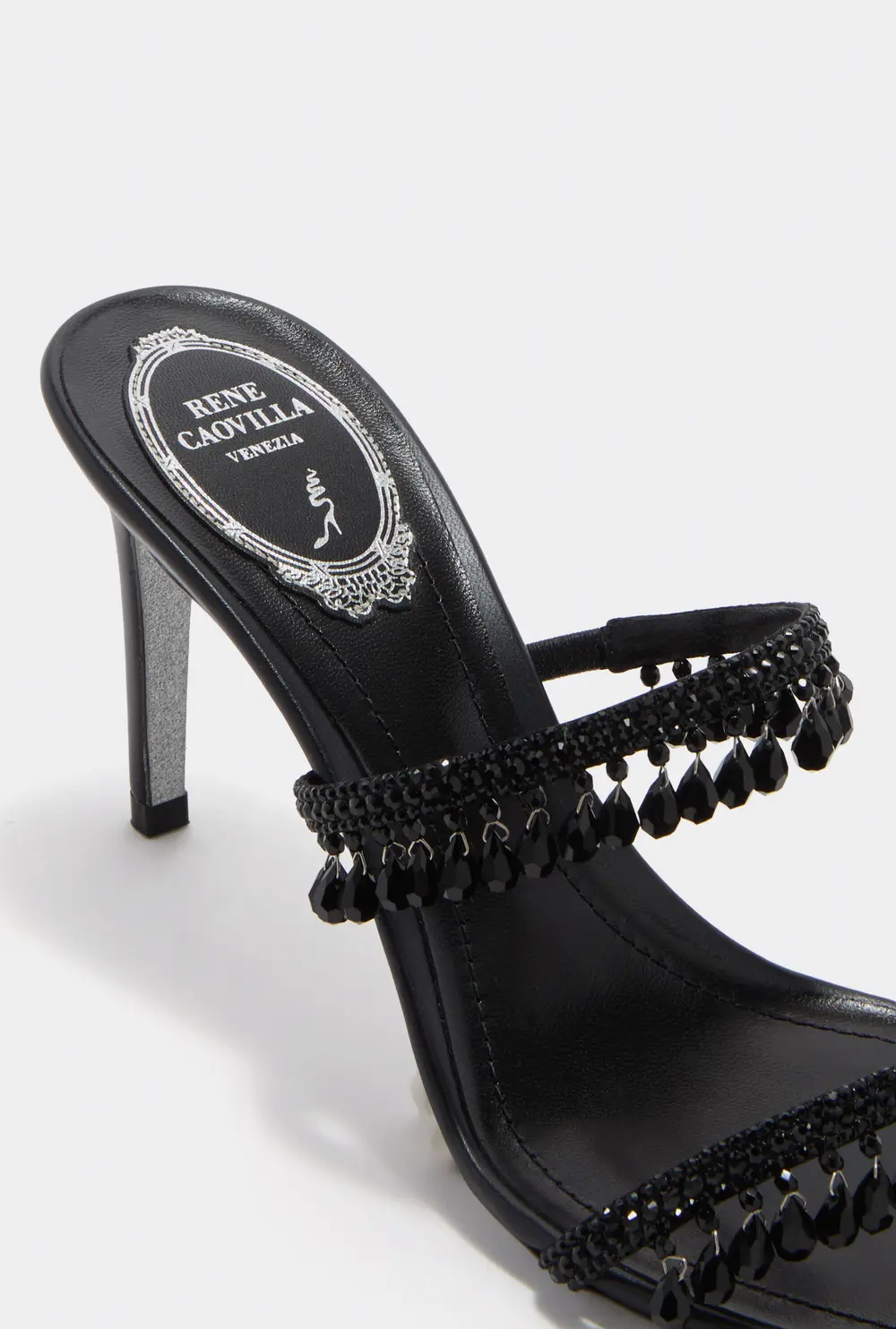 Rene Caovilla CHANDELIER BLACK MULE 80