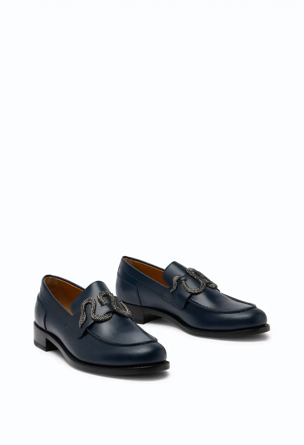 Rene Caovilla Morgana Blue Loafer With Black Matte Crystal 20