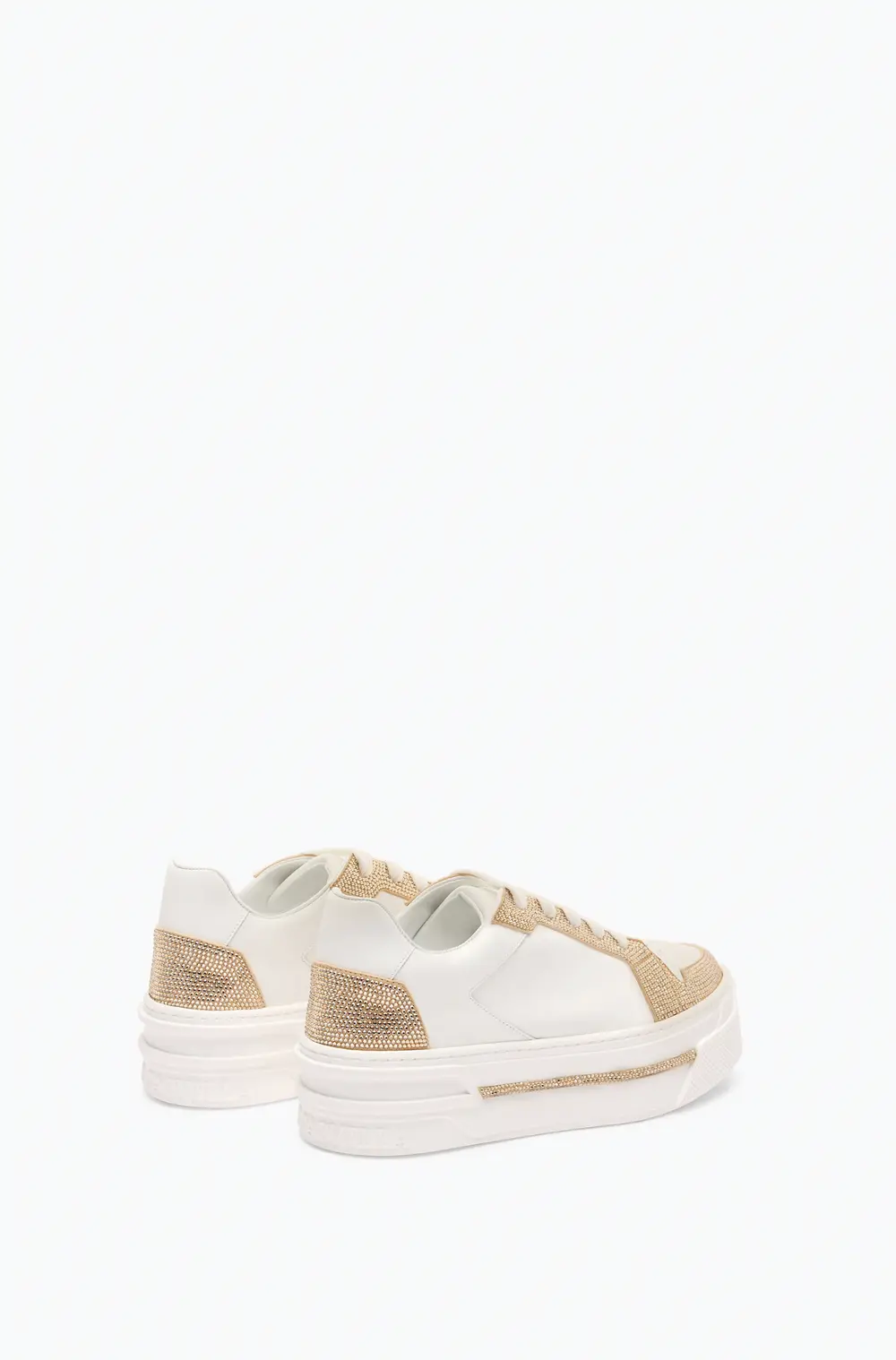 Rene Caovilla XTRA WHITE-GOLD SNEAKER WITH CRYSTALS 50