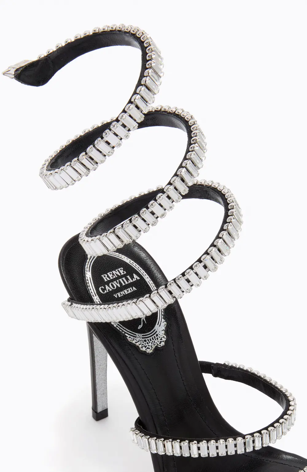 Rene Caovilla CLEO SPARK BLACK AND SILVER SANDAL 105