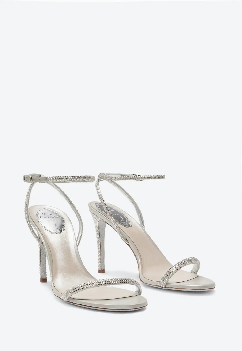 Rene Caovilla Ellabrita Crystal Silver Sandal 80