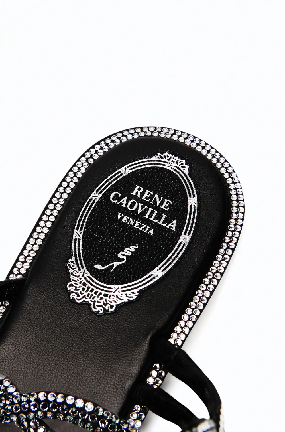 Rene Caovilla BRAID BLACK FLAT SANDAL 10