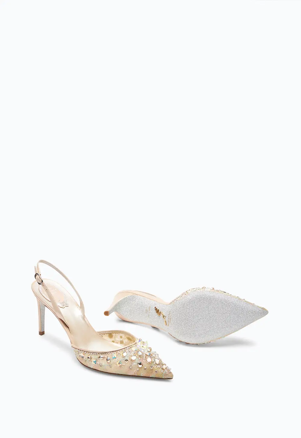 Rene Caovilla Cinderella Honey Slingback With Crystals 80