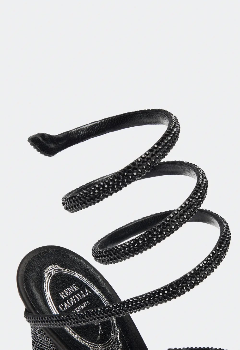 Rene Caovilla CLEO TOTAL BLACK SANDAL WITH SOUL HEEL 105