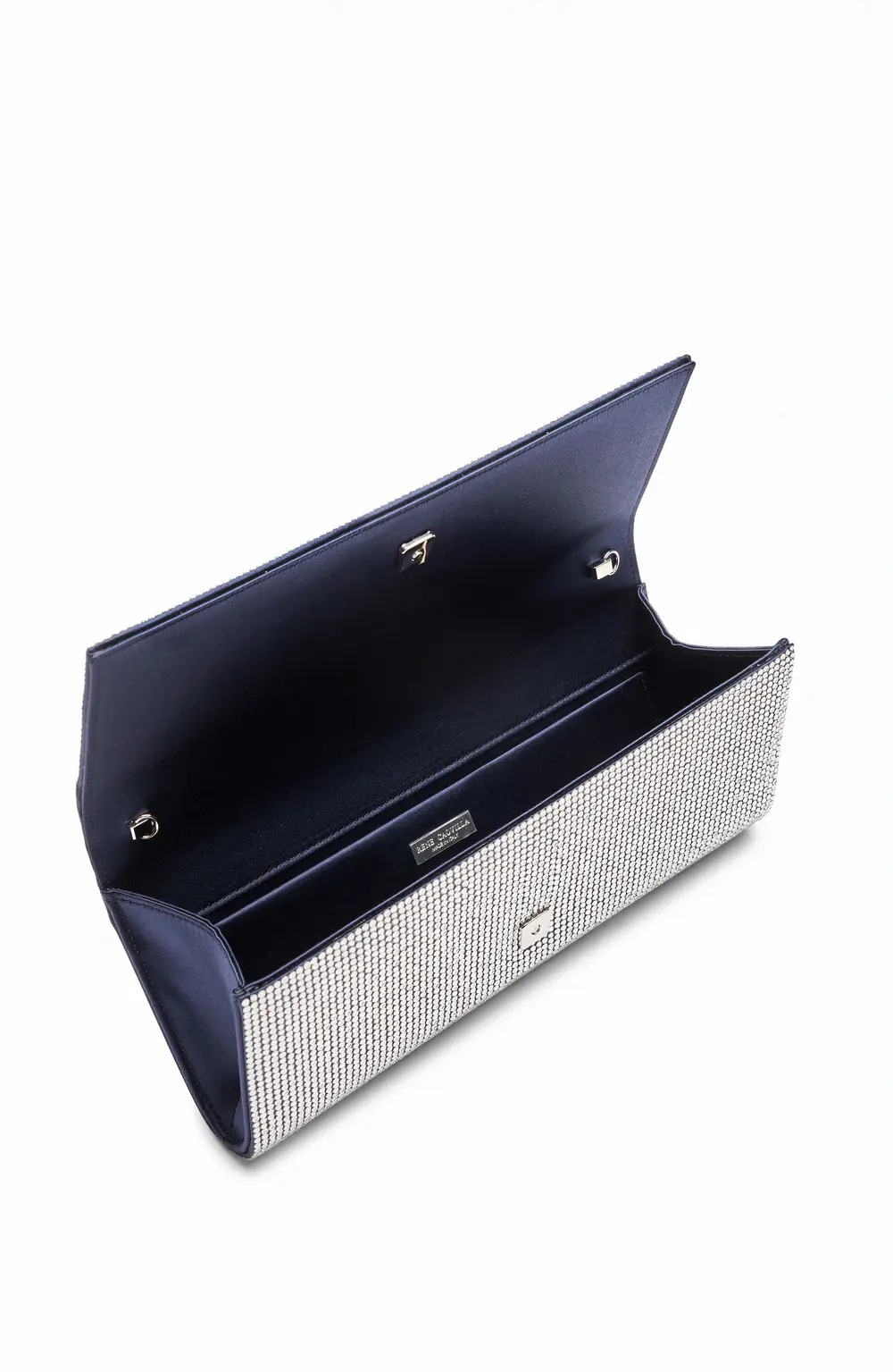 Rene Caovilla Zafira Blue Clutch With All-Over Crystals