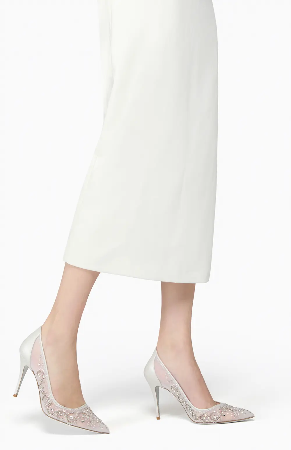 Rene Caovilla JAHANARA WHITE PUMP 100