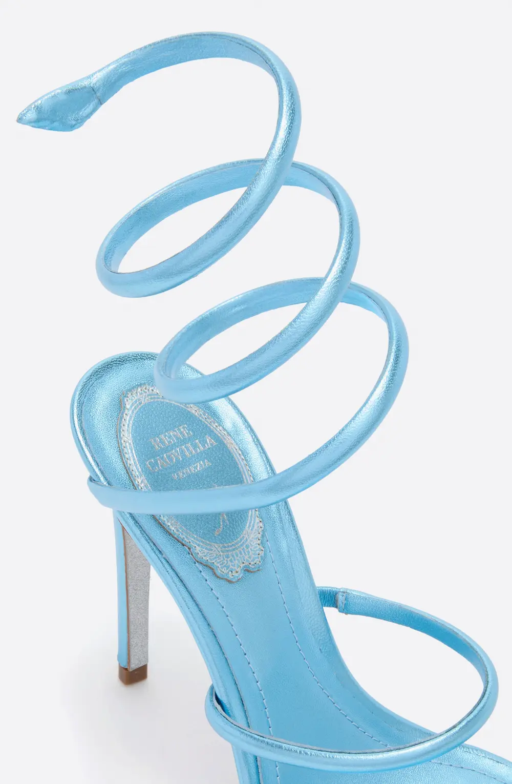 Rene Caovilla CLEO METALLIC LIGHT BLUE SANDAL 105