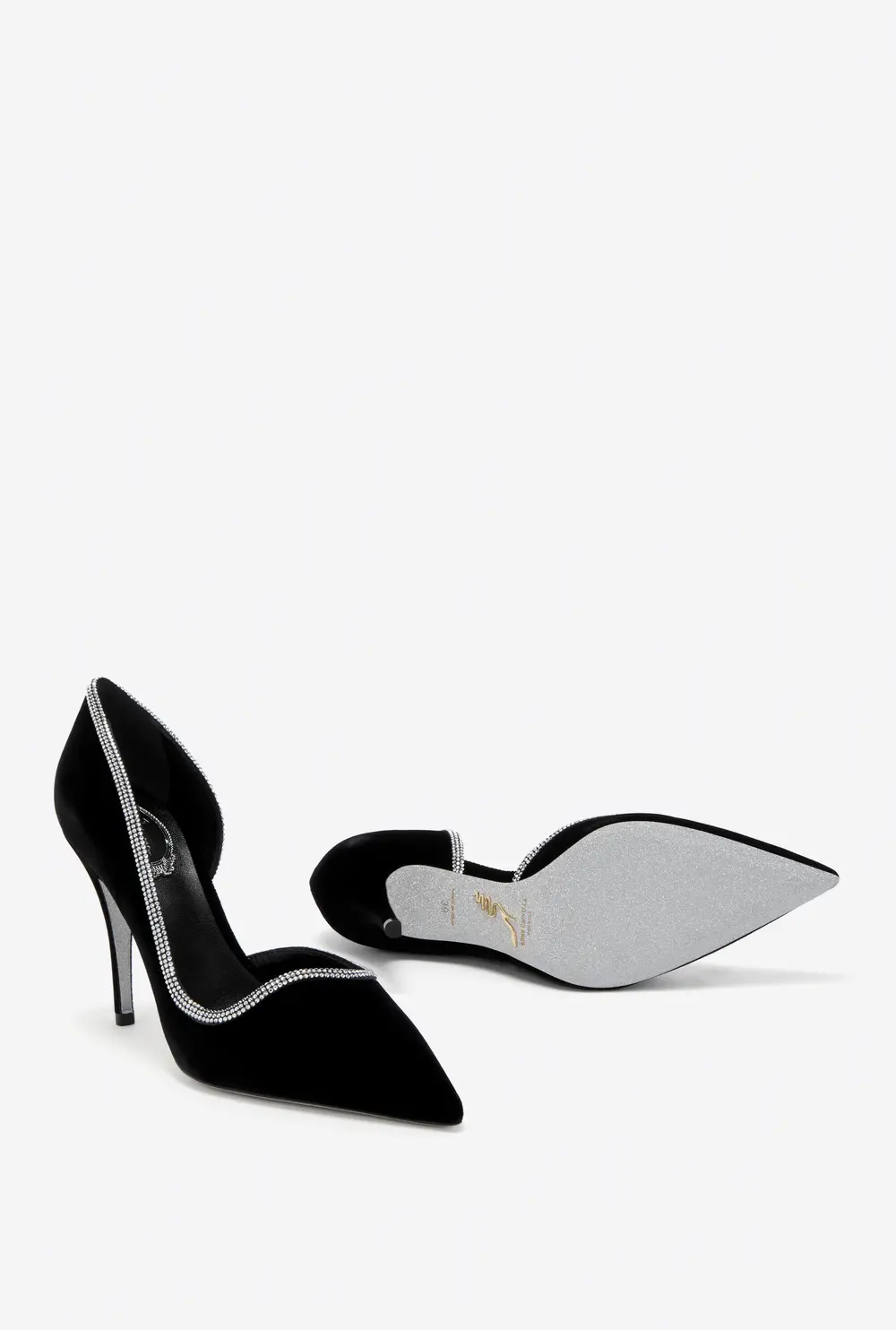 Rene Caovilla ONDA BLACK VELVET PUMP 100