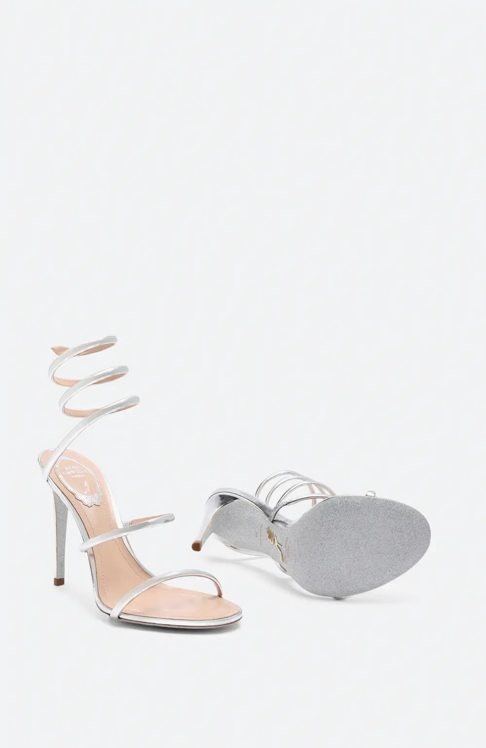 Rene Caovilla Cleo Metallic Silver Sandal 105
