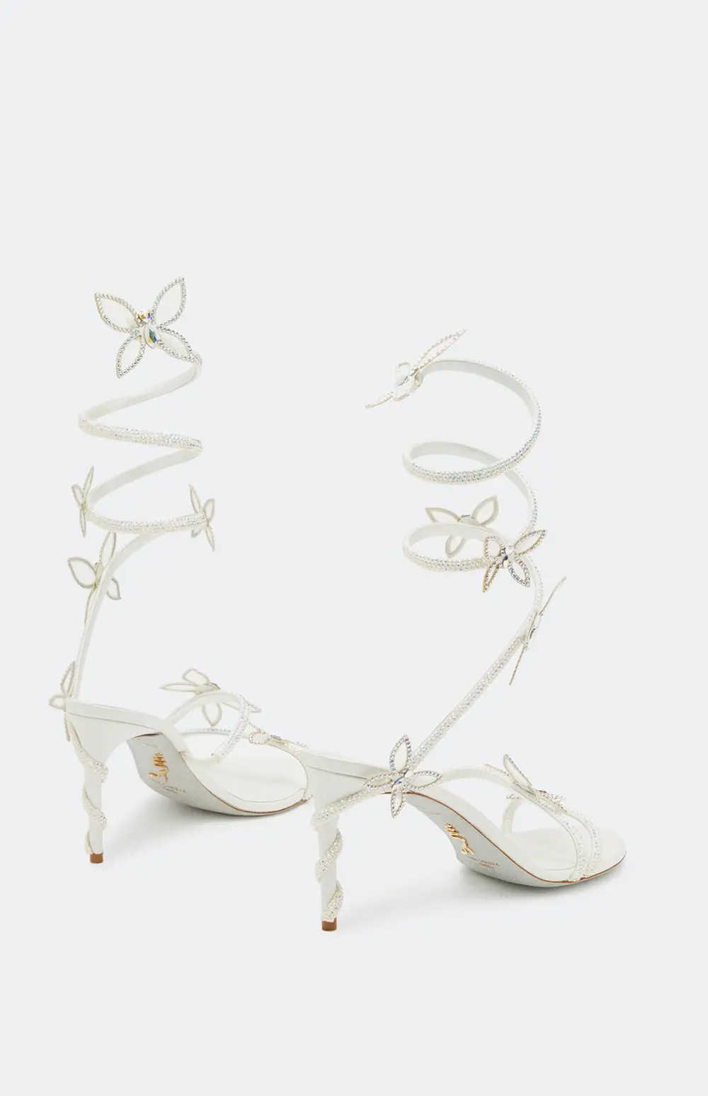 Rene Caovilla Margot white sandal with butterflies 80