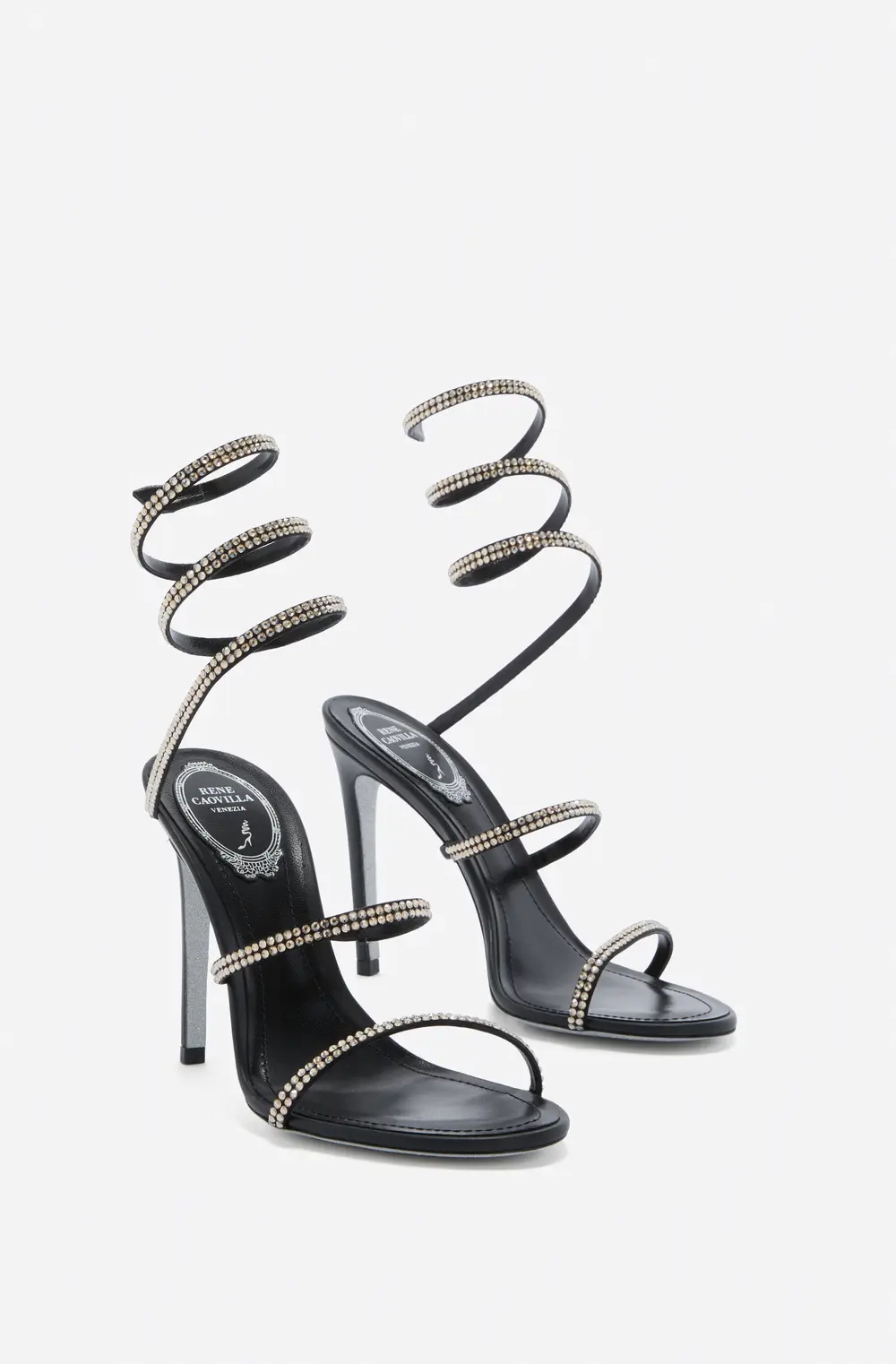 Rene Caovilla CLEO BLACK AND GOLD SANDAL 105