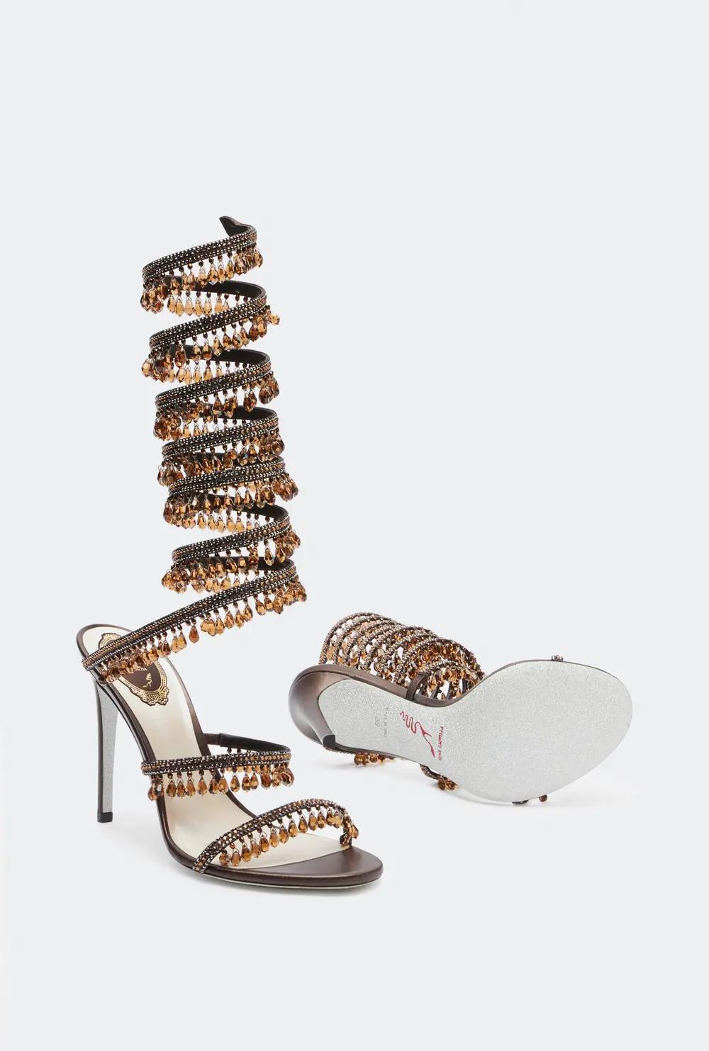 Rene Caovilla SUPER CHANDELIER BRONZE SANDAL 105