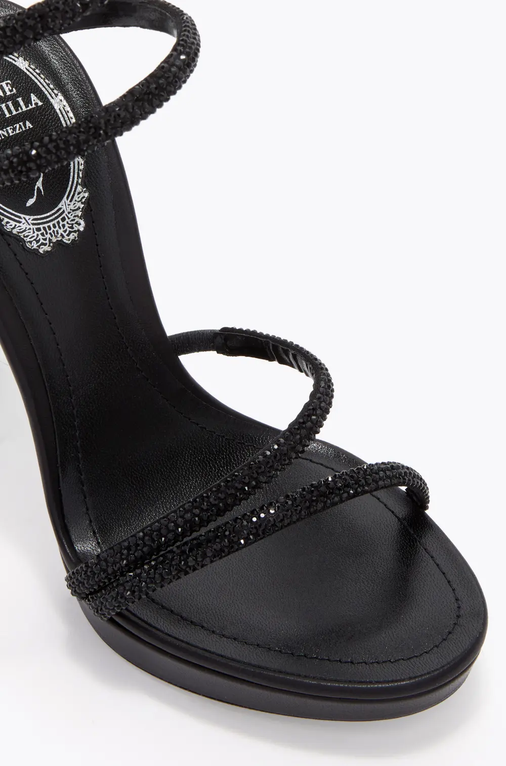 Rene Caovilla MARGOT BLACK PLATFORM SANDAL 120