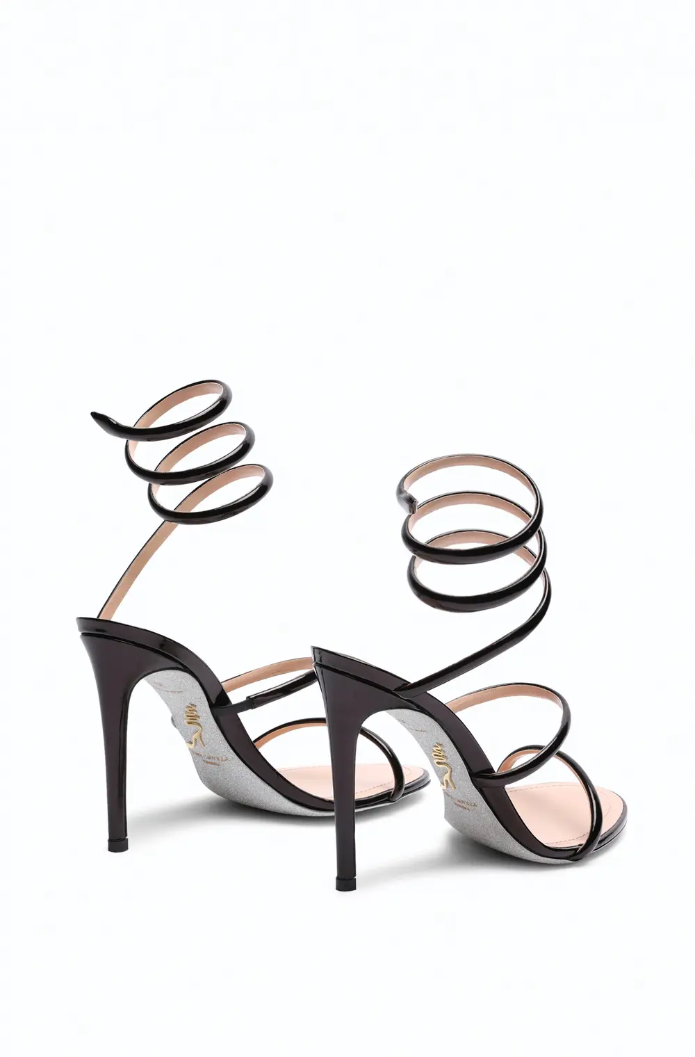 Rene Caovilla Cleo Metallic Black Sandal 105