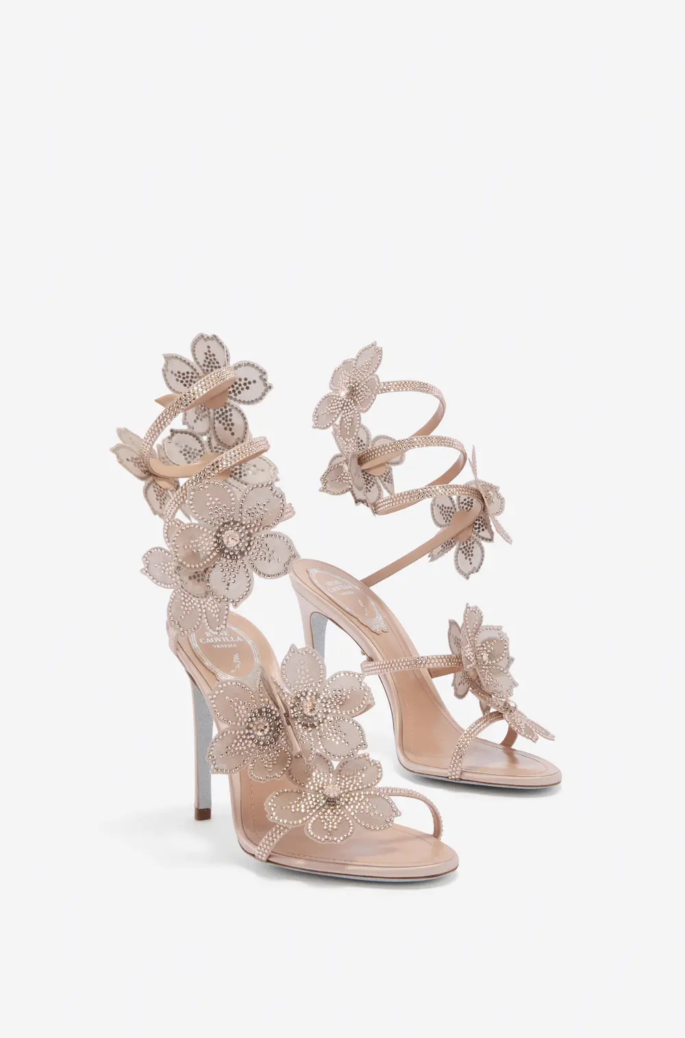 Rene Caovilla PEACH FLOWER BLUSH PINK SANDAL 105