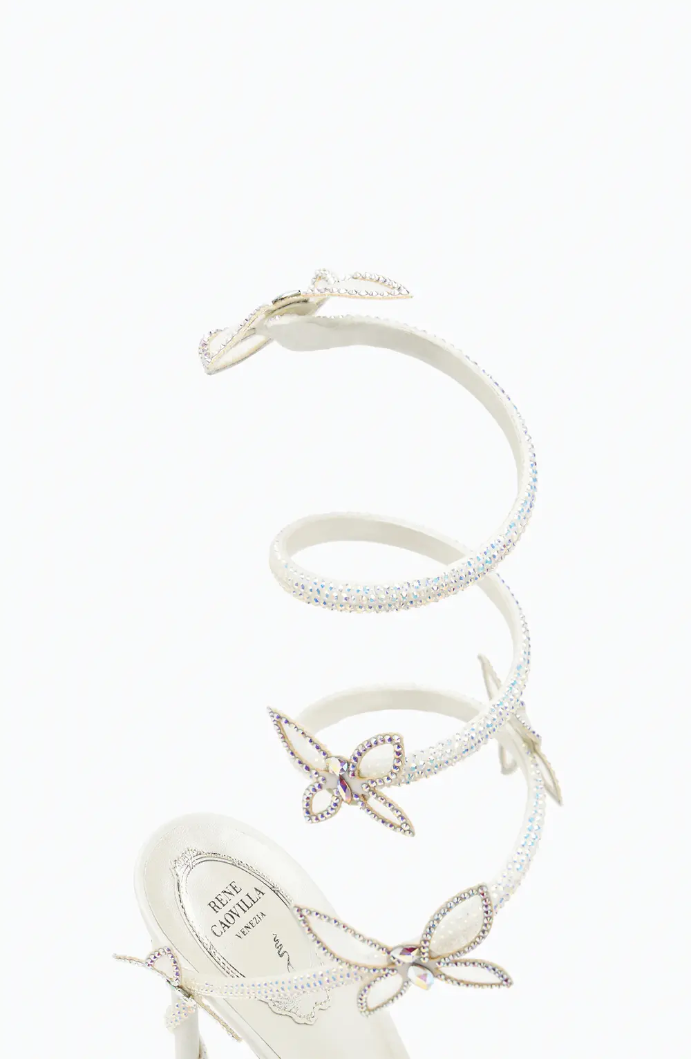 Rene Caovilla Margot white sandal with butterflies 105