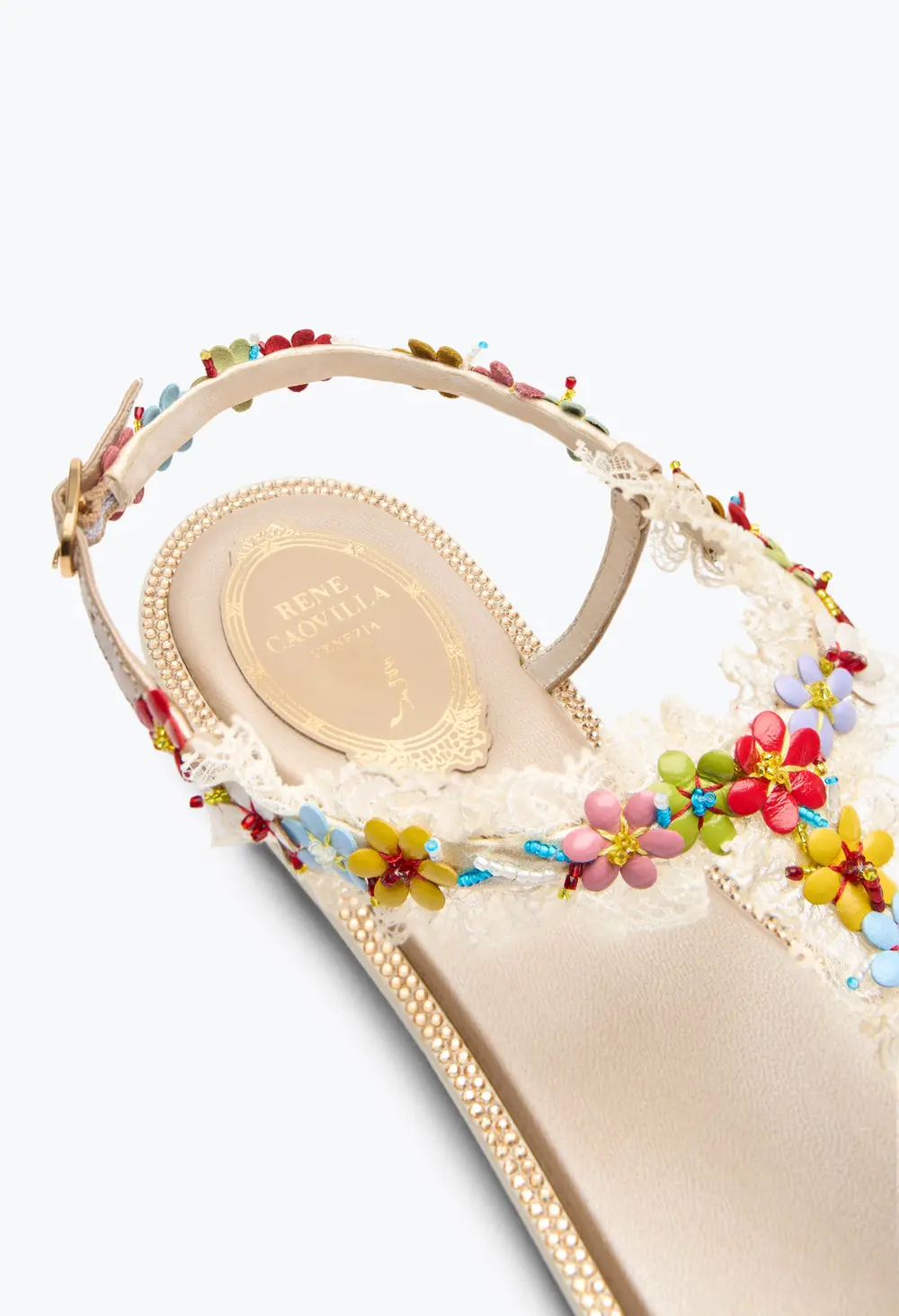 Rene Caovilla BLOOM NUDE FLAT SANDAL 10