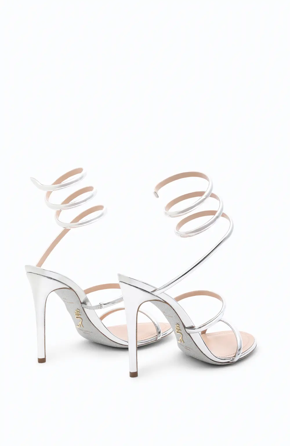 Rene Caovilla Cleo Metallic Silver Sandal 105