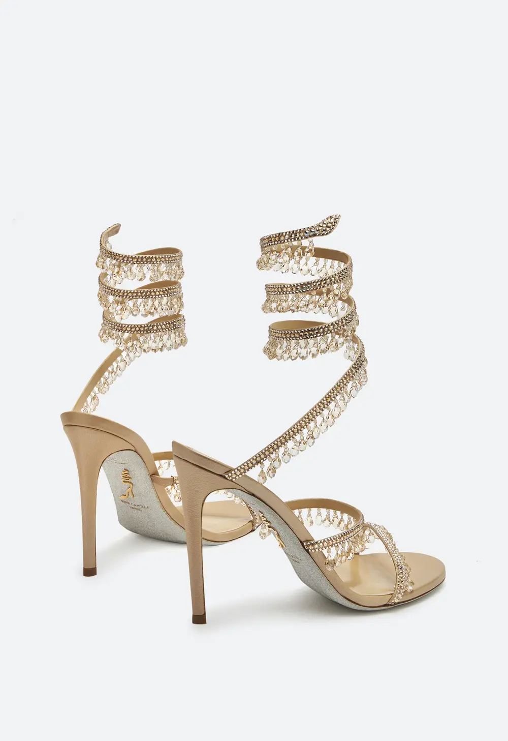 Rene Caovilla CHANDELIER CRYSTAL BEIGE SANDAL 105