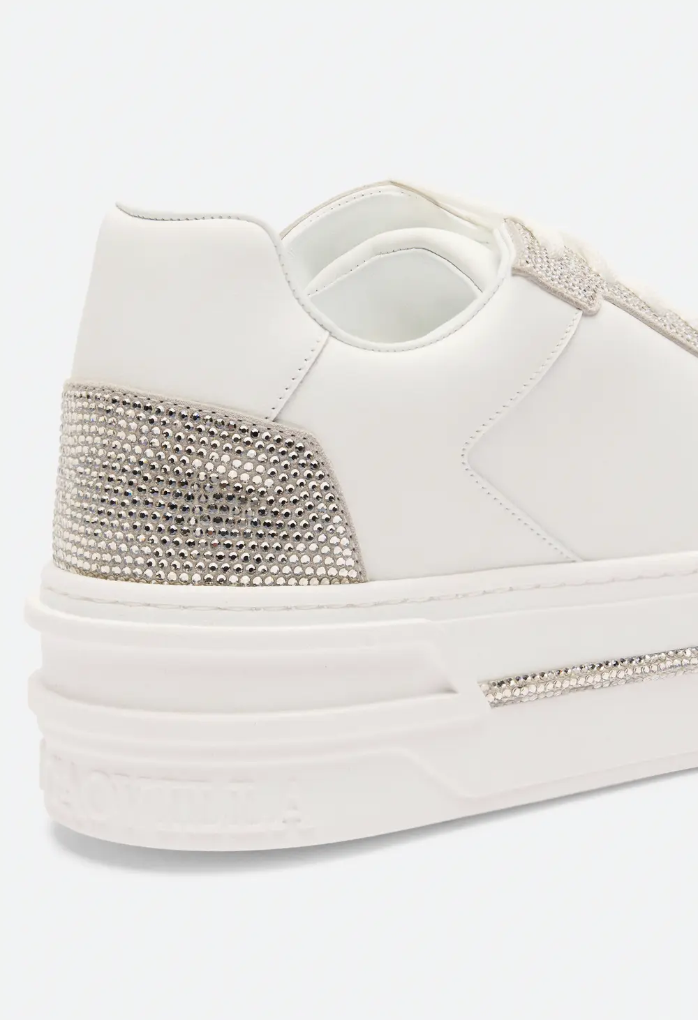Rene Caovilla XTRA WHITE-SILVER SNEAKER WITH CRYSTALS 50