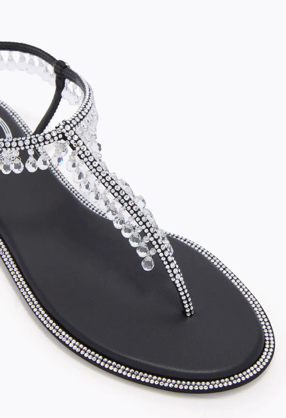 Rene Caovilla CHANDELIER BLACK THONG SANDAL 10