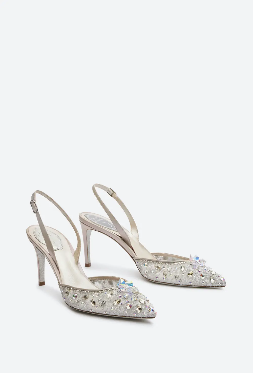 Rene Caovilla Silver Slingbacks Cinderella 75