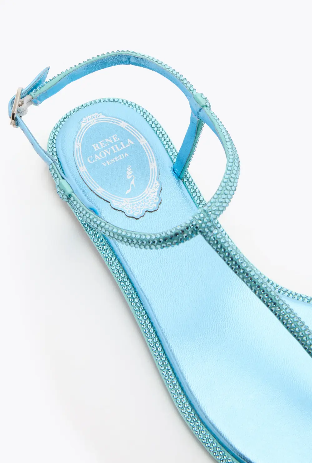 Rene Caovilla DIANA SKY BLUE SANDAL WITH CRYSTALS 10