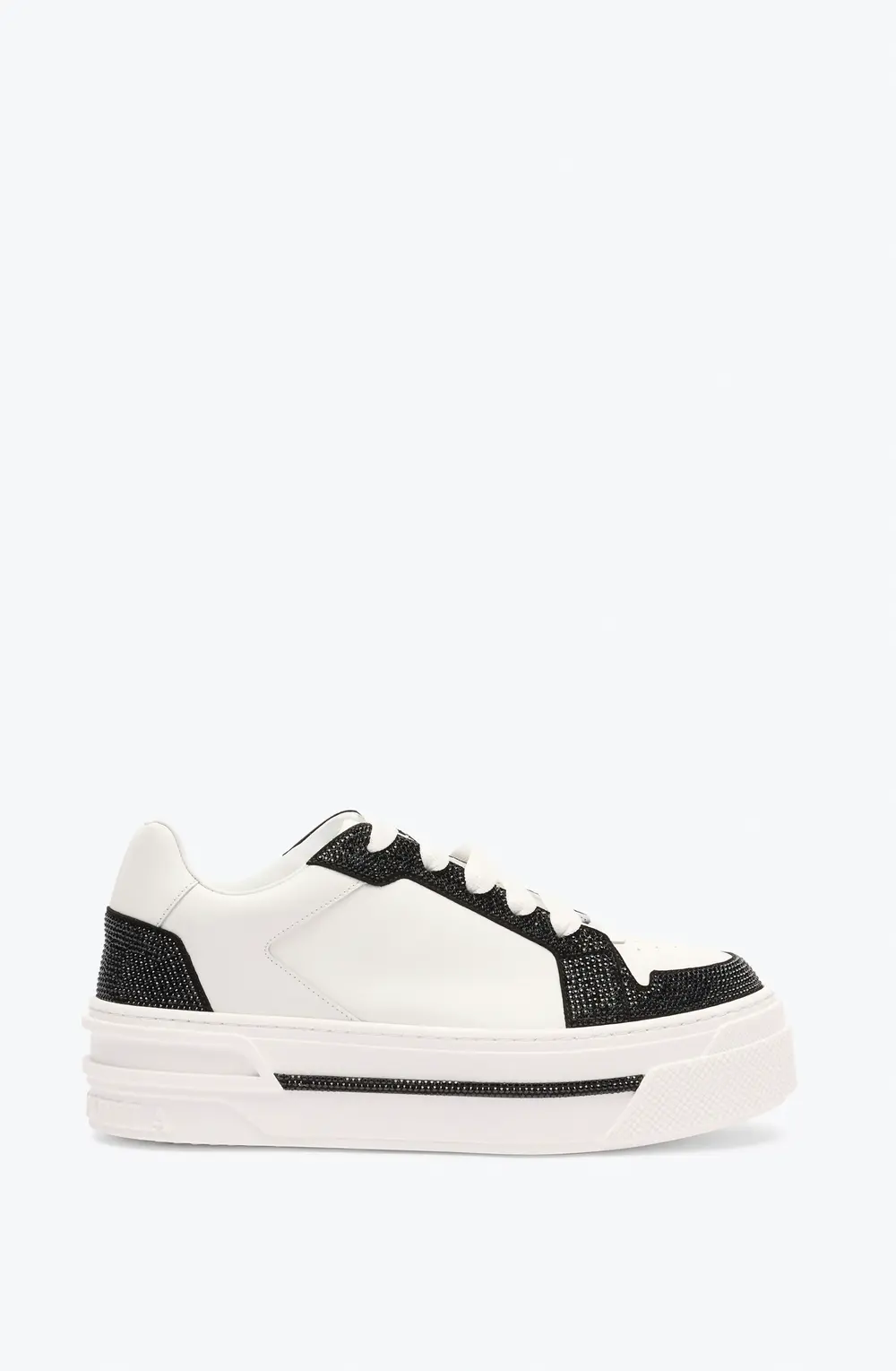 Rene Caovilla XTRA WHITE-BLACK SNEAKER WITH CRYSTALS 50