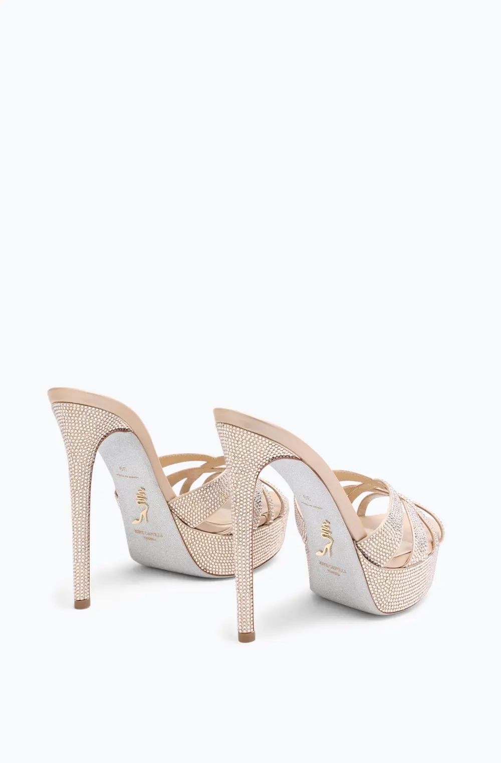 Rene Caovilla Dania Champagne Platform Mule 130