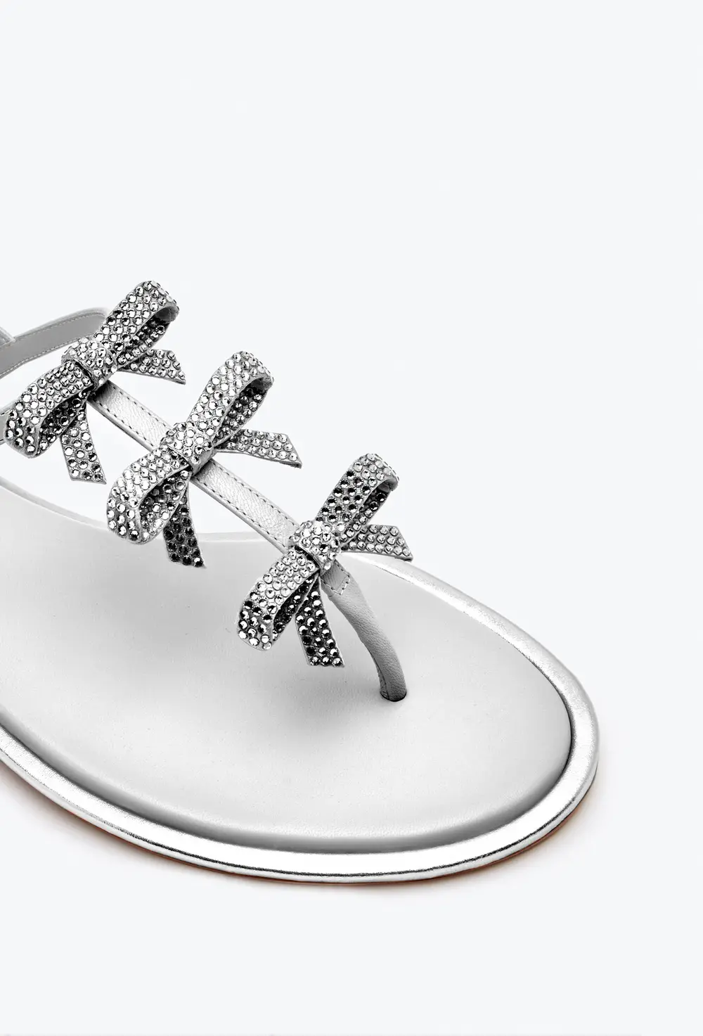 Rene Caovilla Caterina Silver Thong Sandal 10