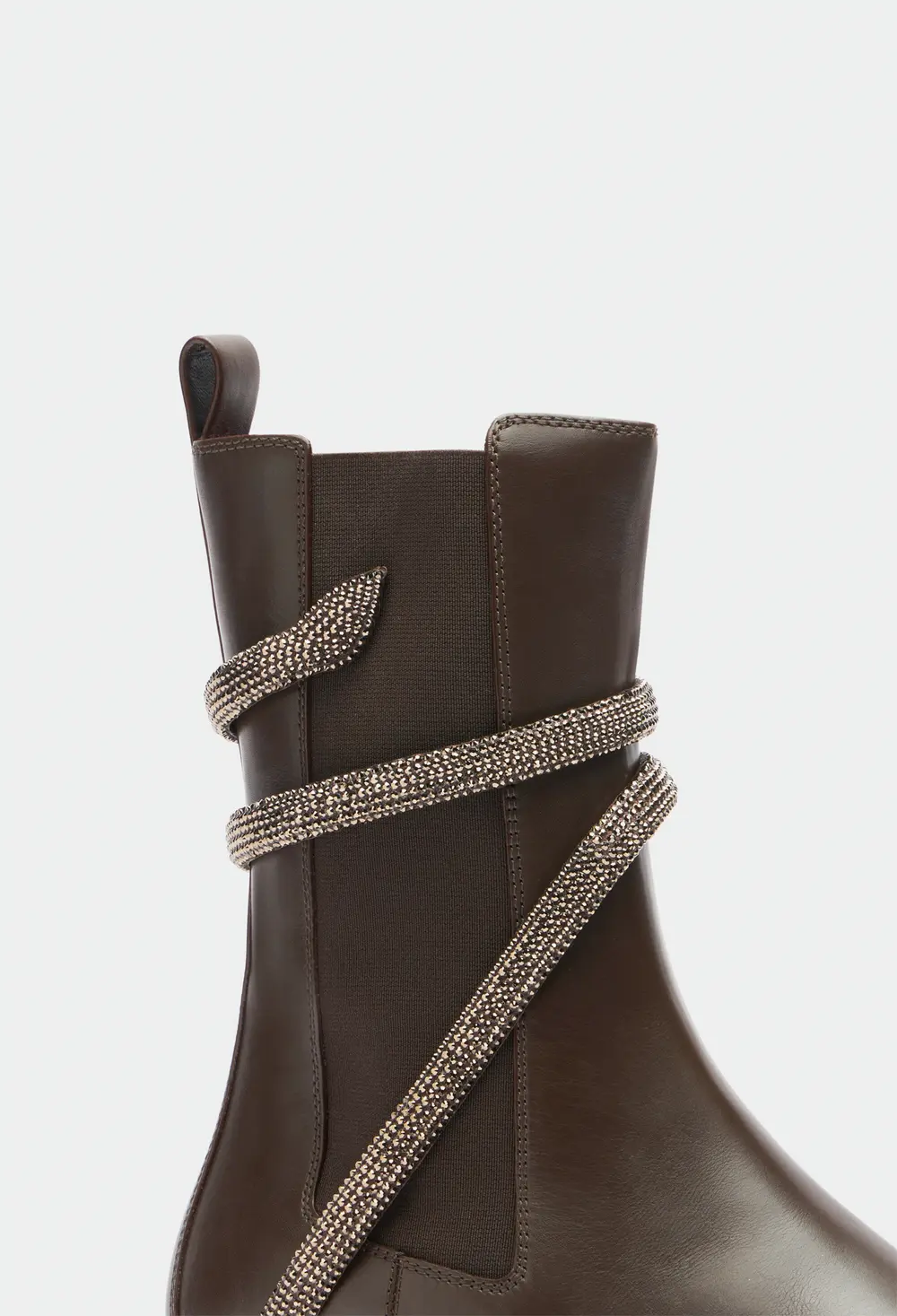 Rene Caovilla Cleo Crystal Chestnut Brown Bootie 25