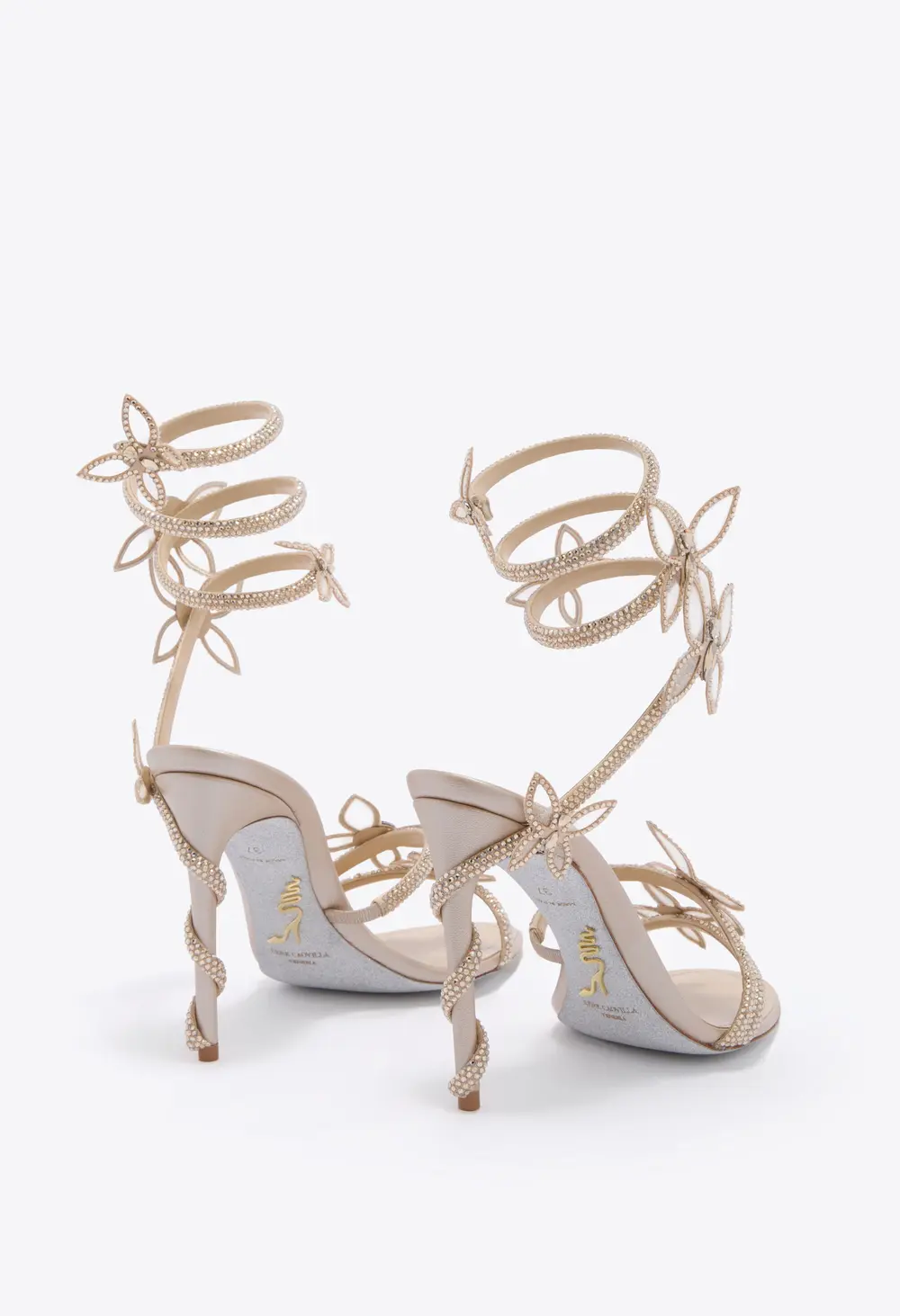 Rene Caovilla MARGOT CHAMPAGNE SANDAL WITH BUTTERFLIES 105