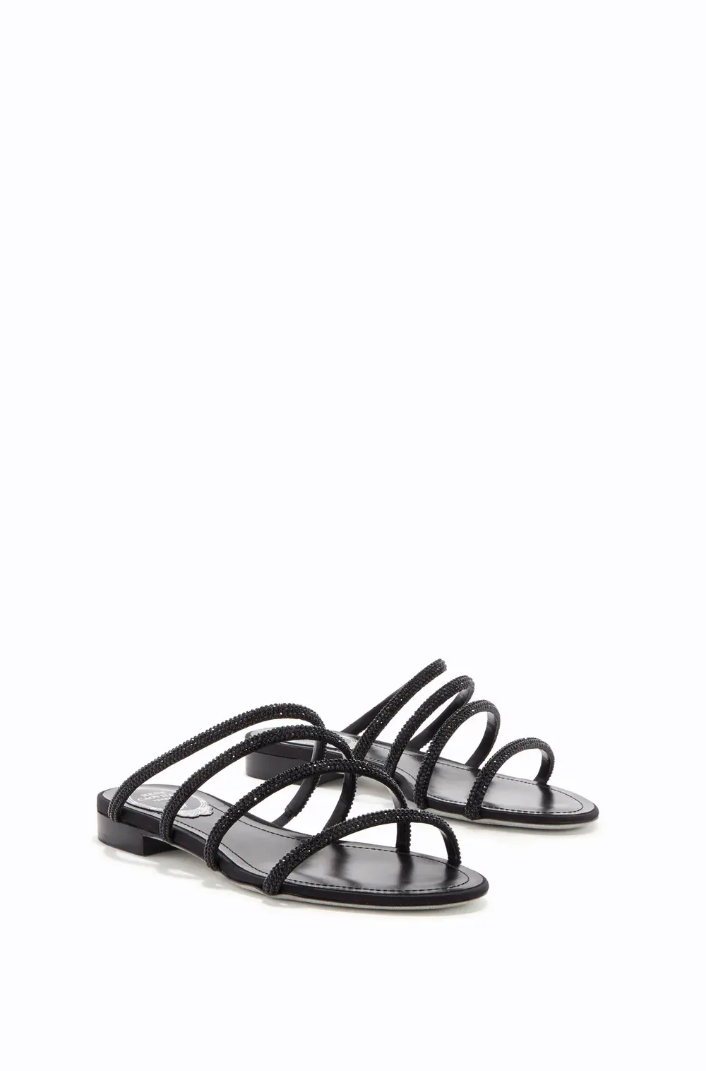 Rene Caovilla ERIN BLACK FLAT SANDAL 10