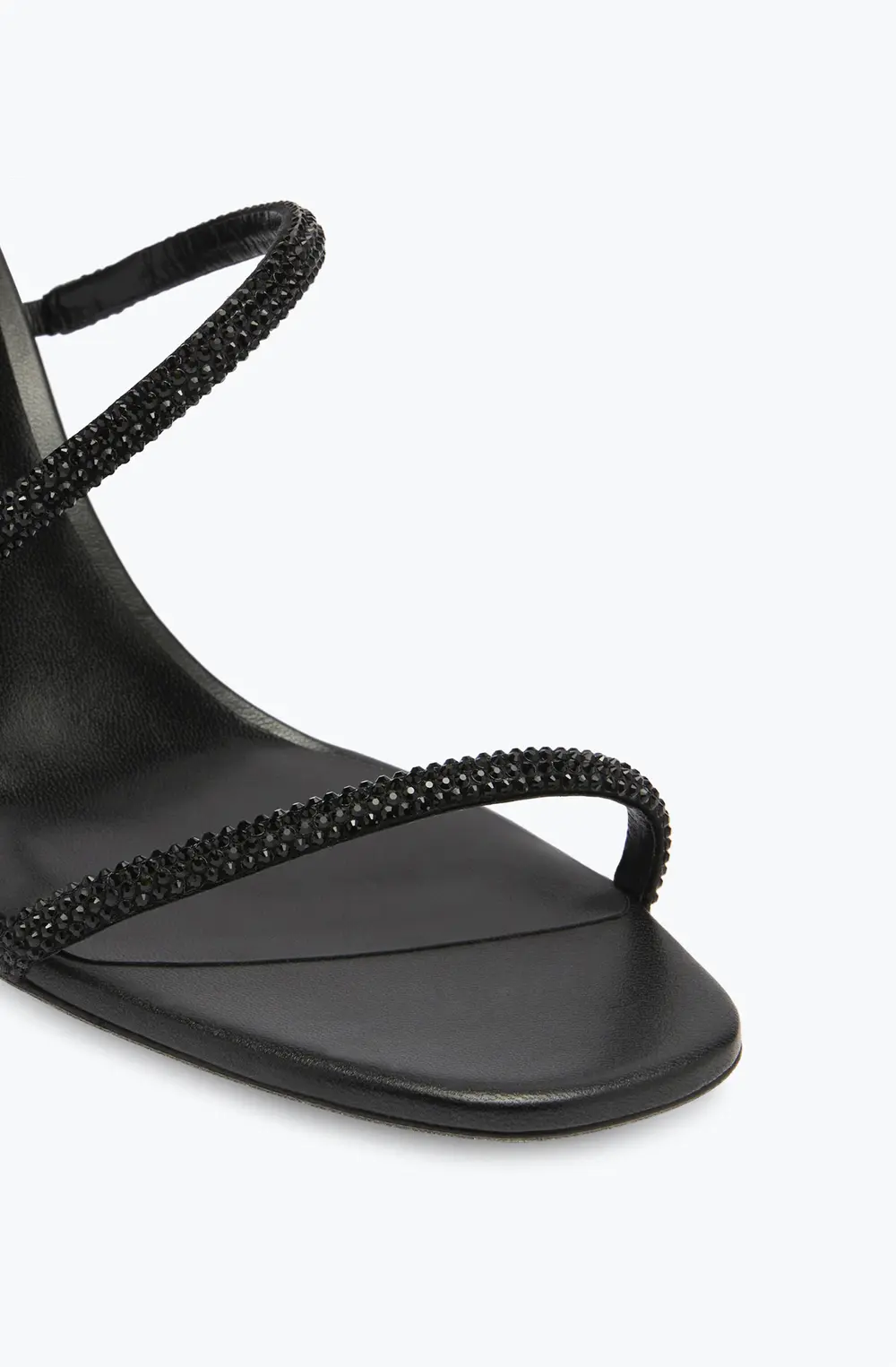 Rene Caovilla Cleo Block-Heeled Crystal Black Sandal 80