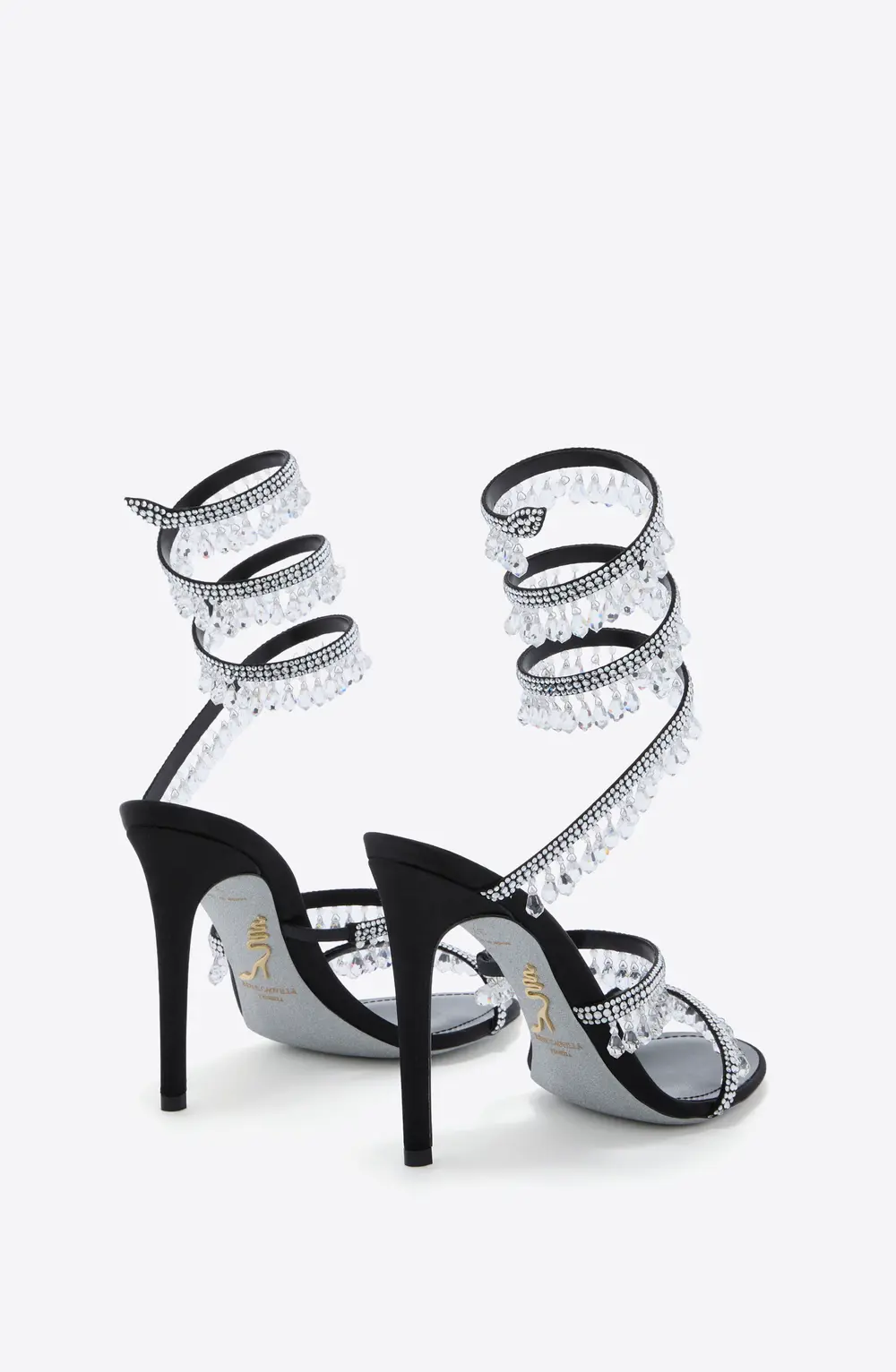 Rene Caovilla CHANDELIER BLACK AND SILVER SANDAL 105