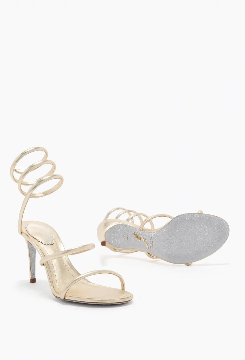 Rene Caovilla CLEO METALLIC BUTTER YELLOW SANDAL 80