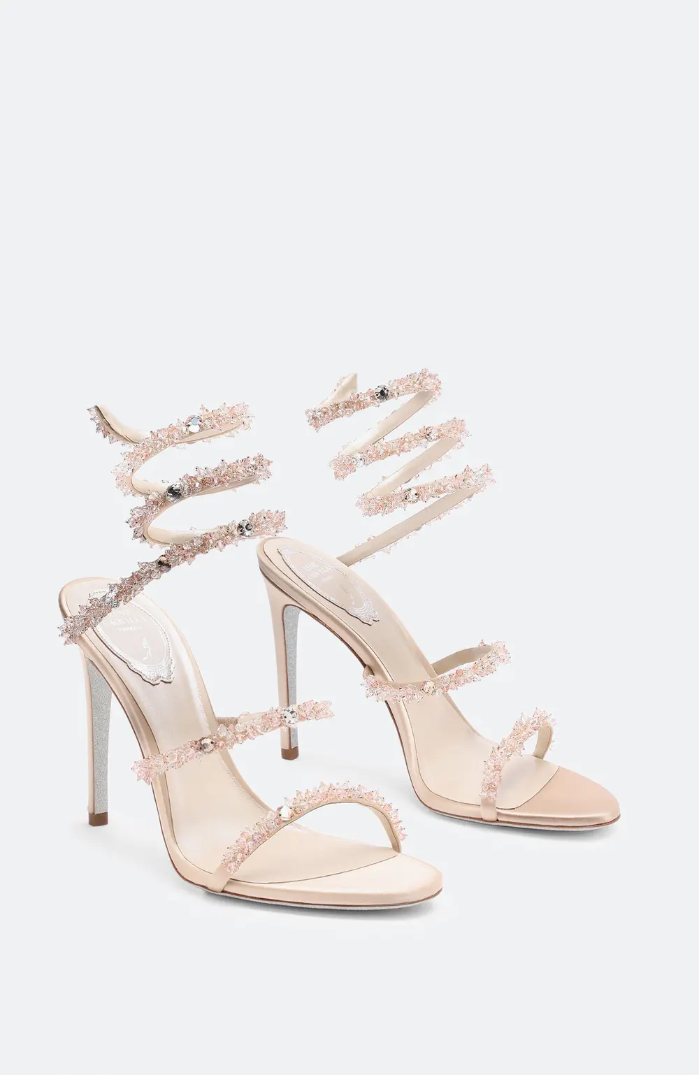 Rene Caovilla Cinderella Nude Sandal With Serpent 105