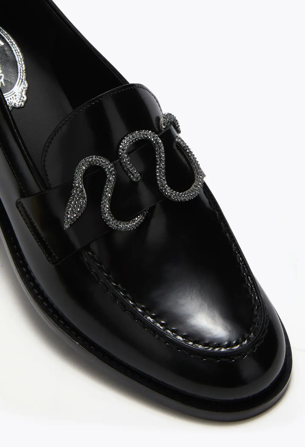Rene Caovilla Morgana Black Loafer With Black Matte Crystal 20
